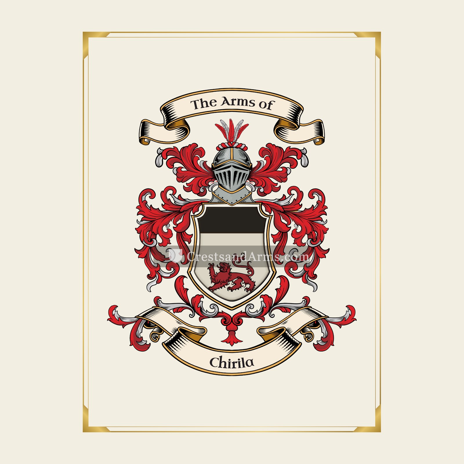 With gold border