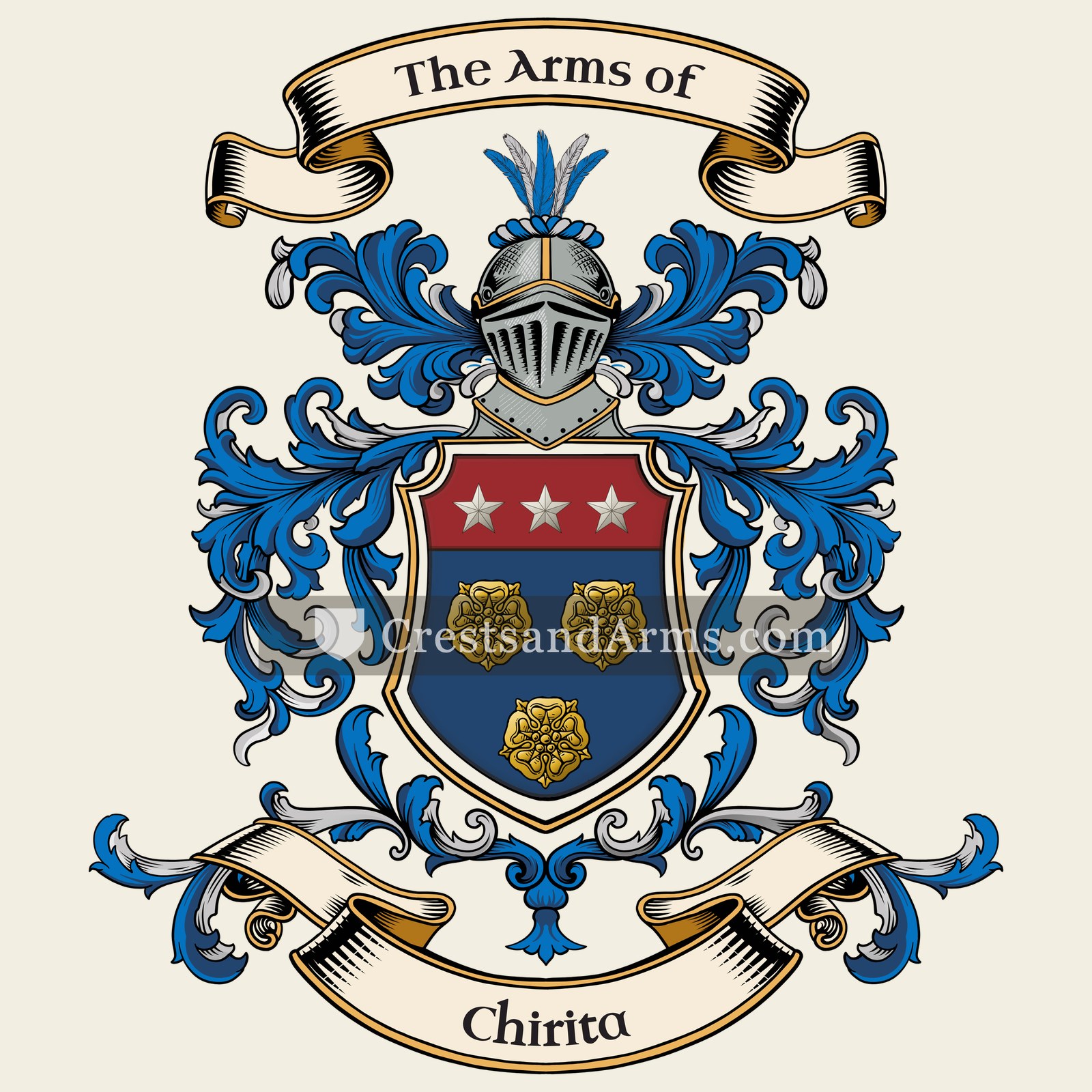 The Chirita coat of arms, drawn from the recorded blazon