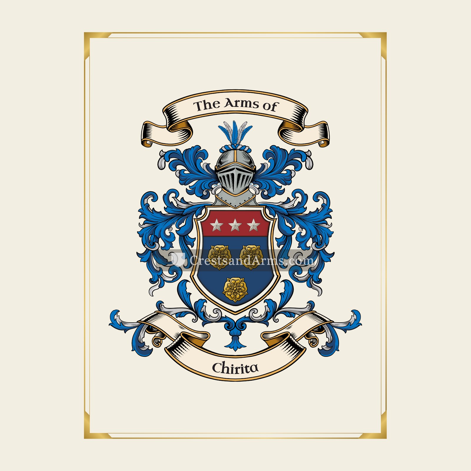 With gold border