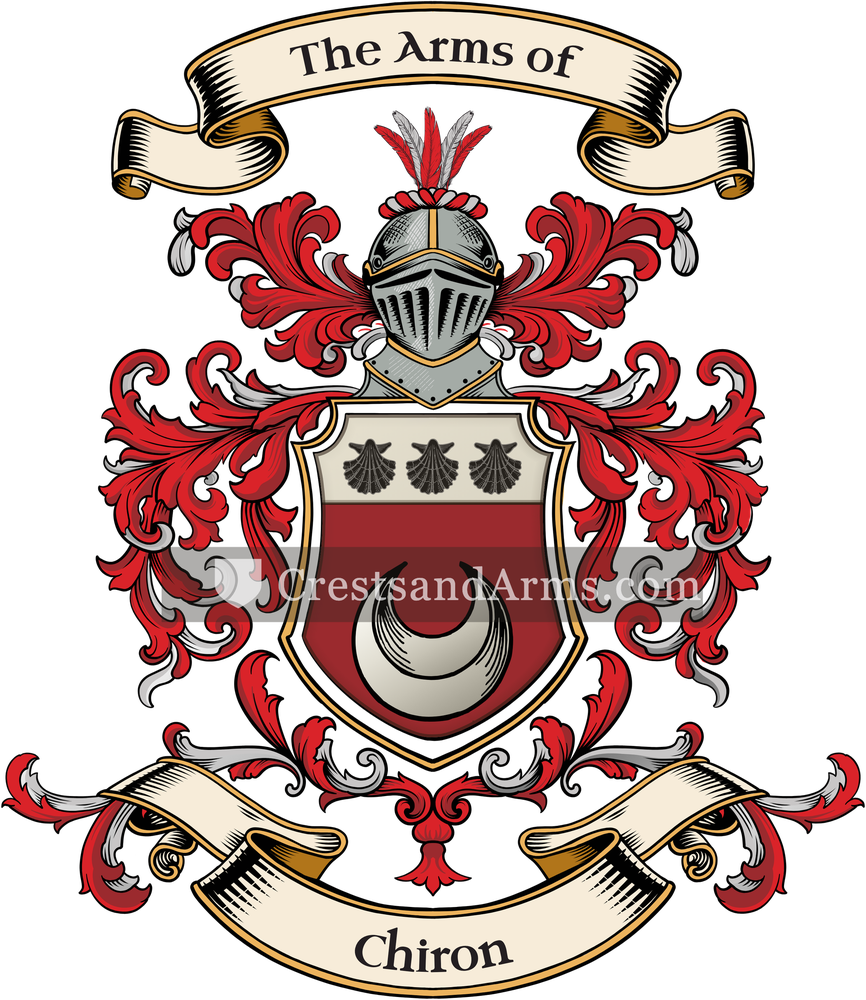 The Chiron coat of arms, drawn from the recorded blazon