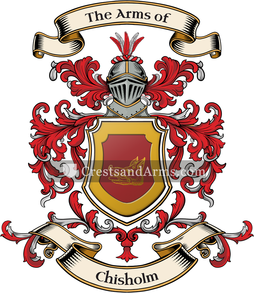 The Chisholm coat of arms, drawn from the recorded blazon