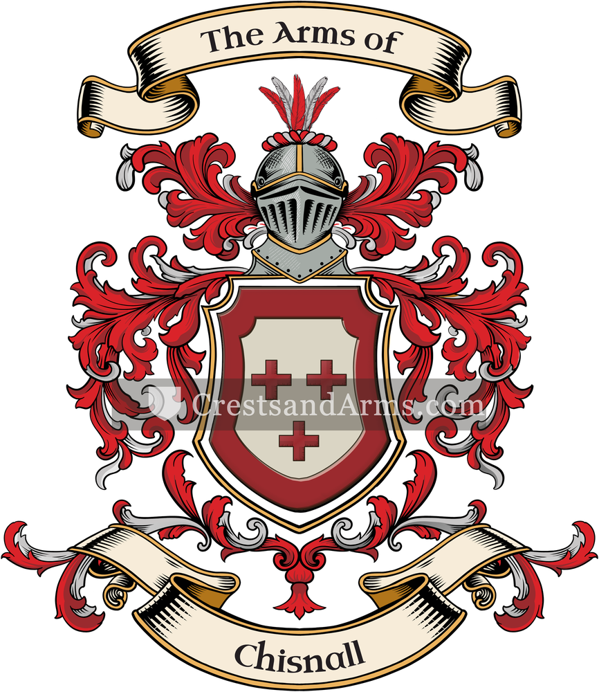 The Chisnall coat of arms, drawn from the recorded blazon