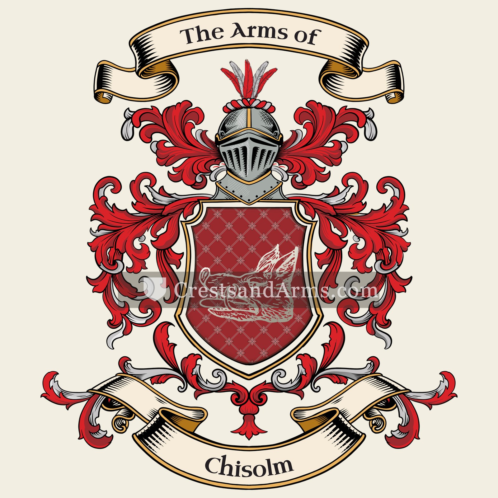 The Chisolm coat of arms, drawn from the recorded blazon