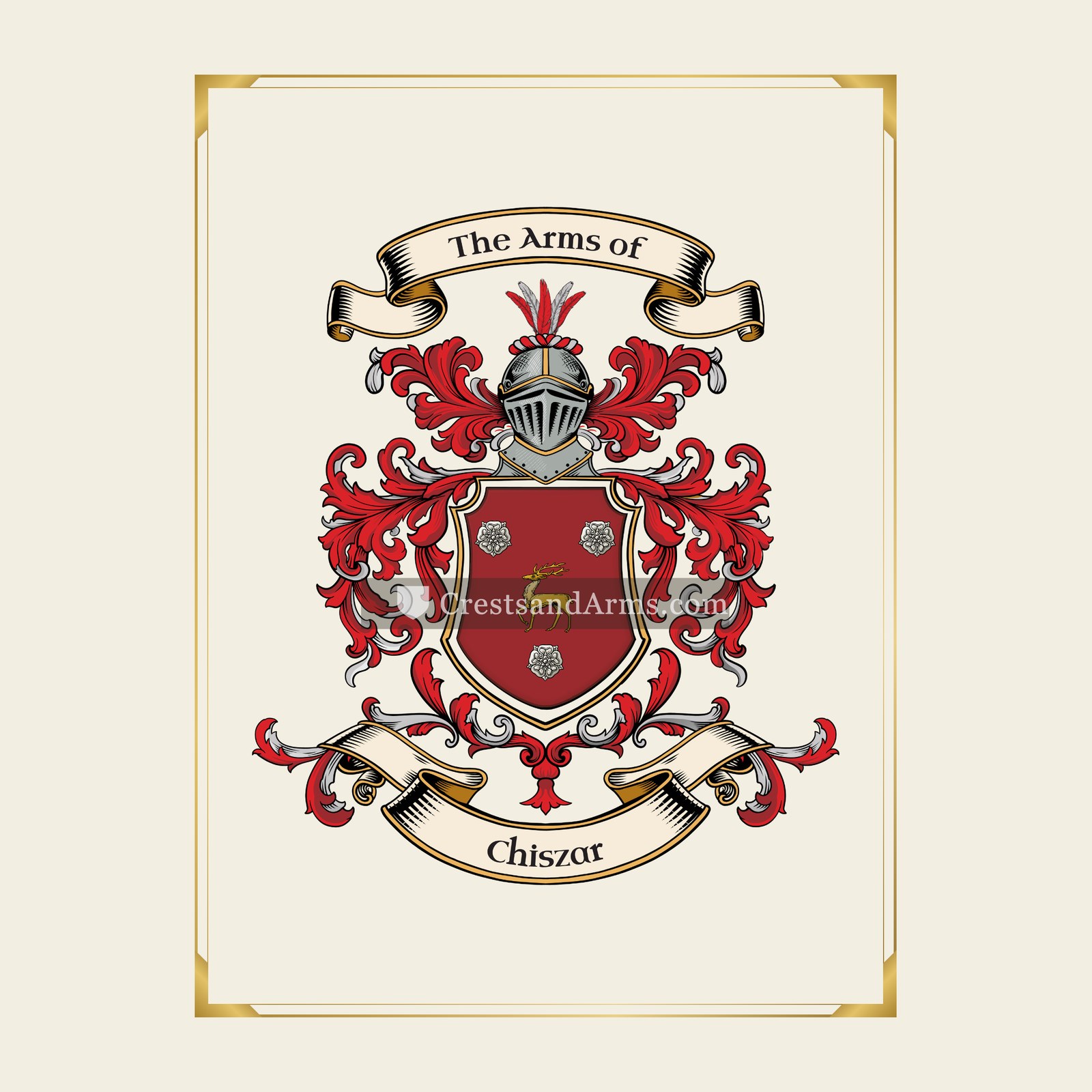 With gold border