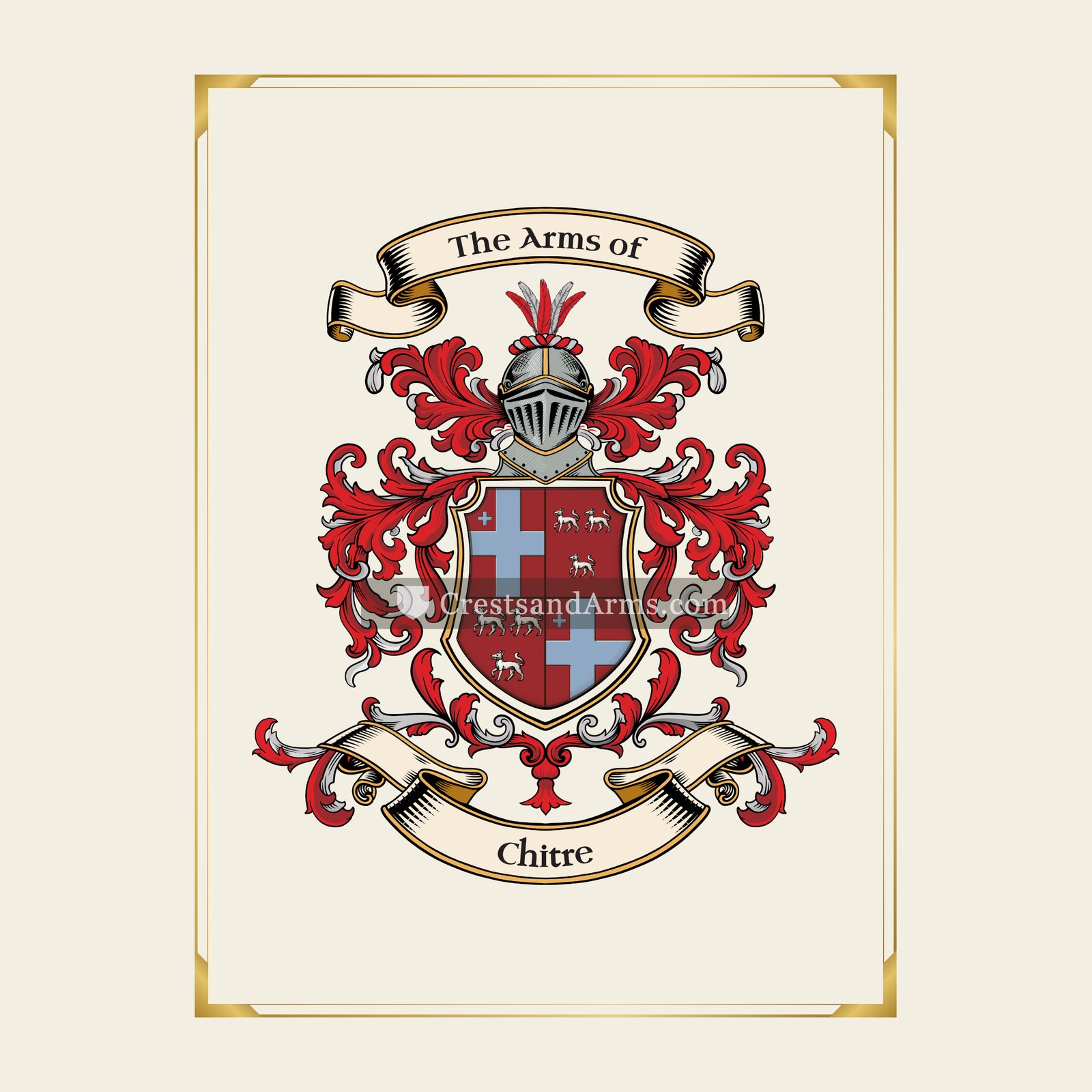 With gold border