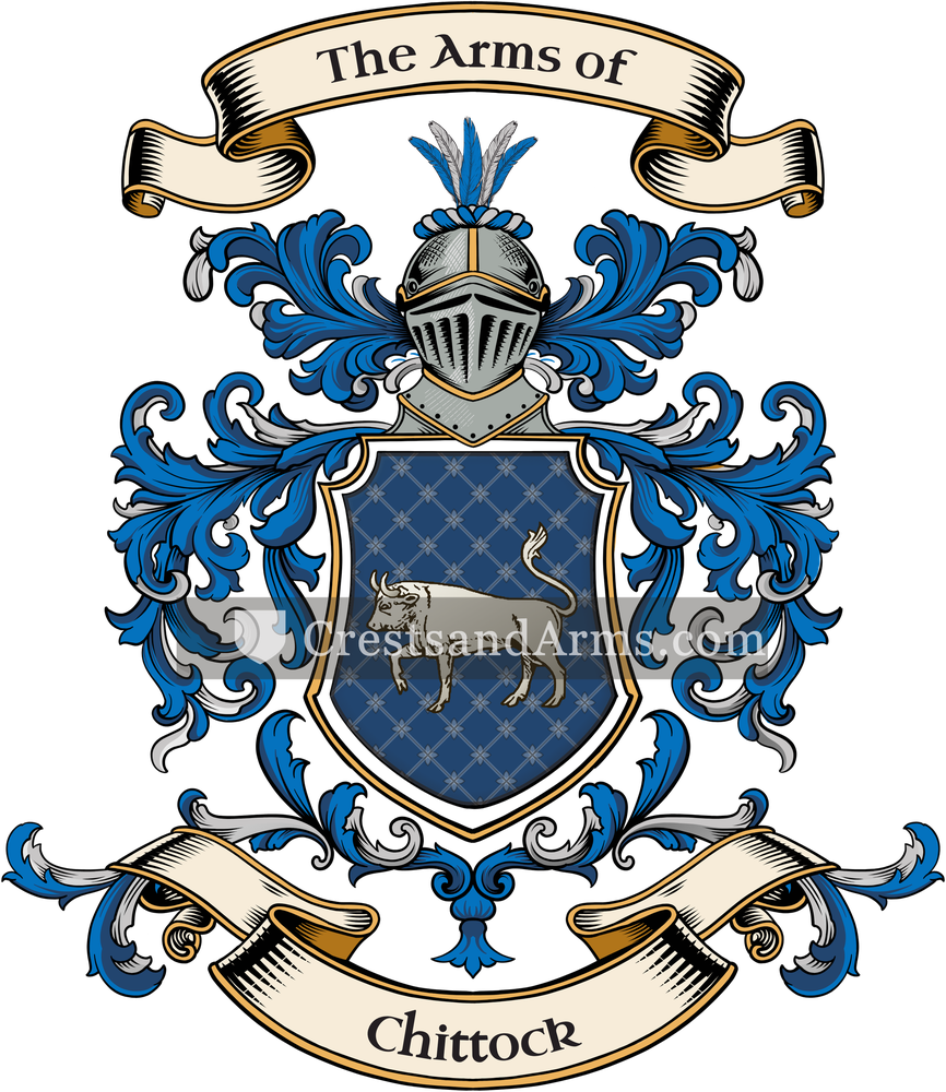 The Chittock coat of arms, drawn from the recorded blazon