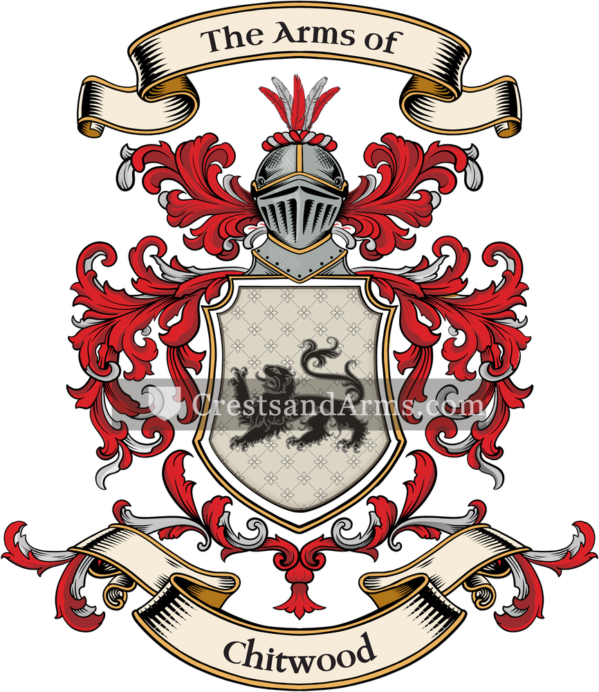 The Chitwood coat of arms, drawn from the recorded blazon