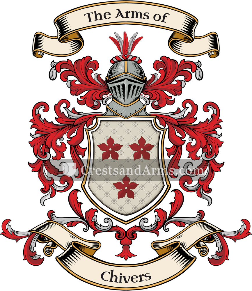 The Chivers coat of arms, drawn from the recorded blazon