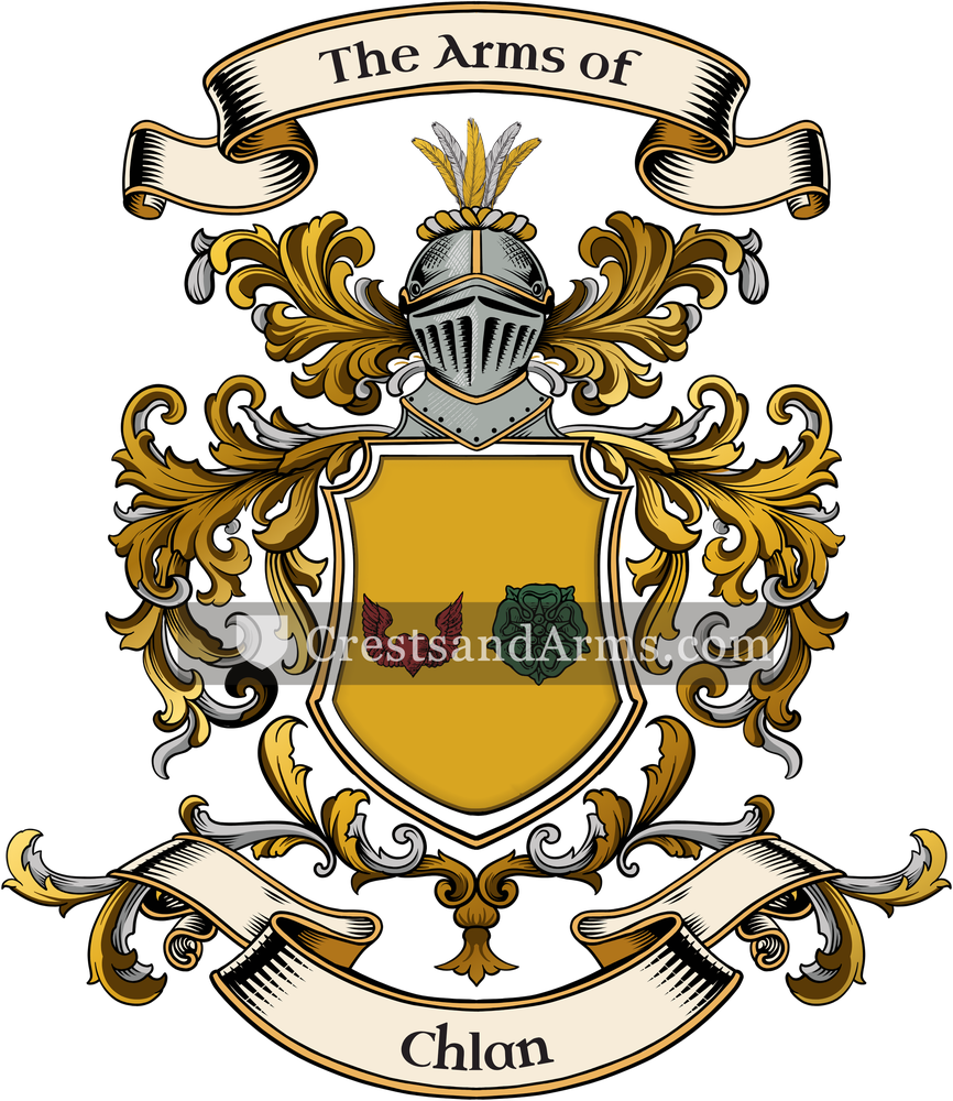 The Chlan coat of arms, drawn from the recorded blazon