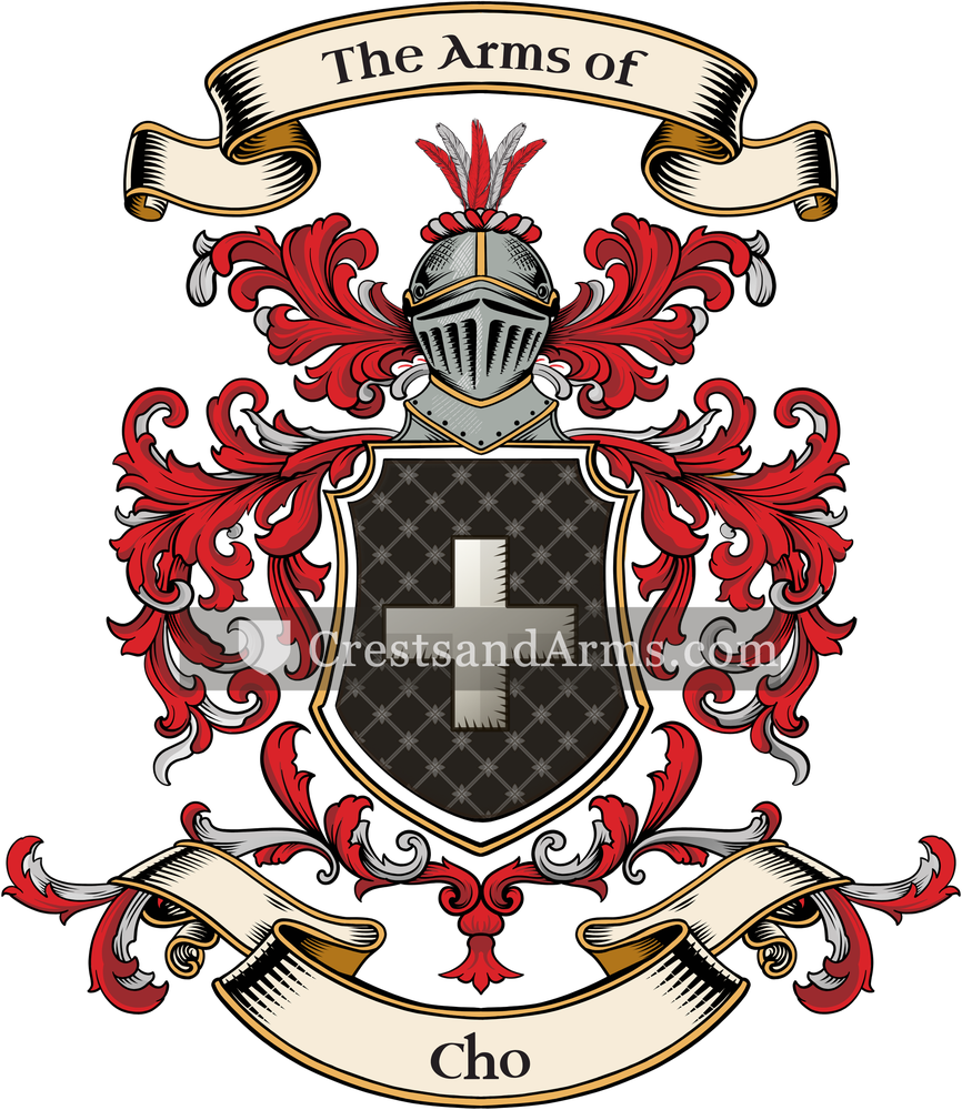The Cho coat of arms, drawn from the recorded blazon