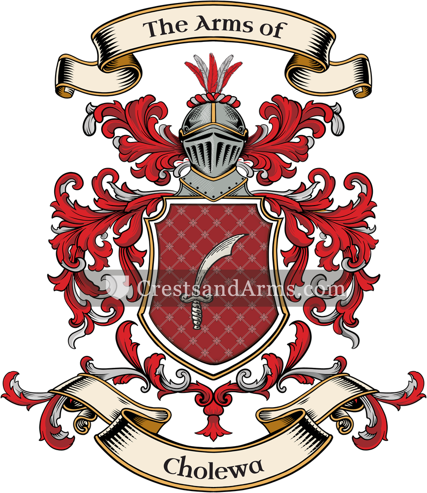 The Cholewa coat of arms, drawn from the recorded blazon