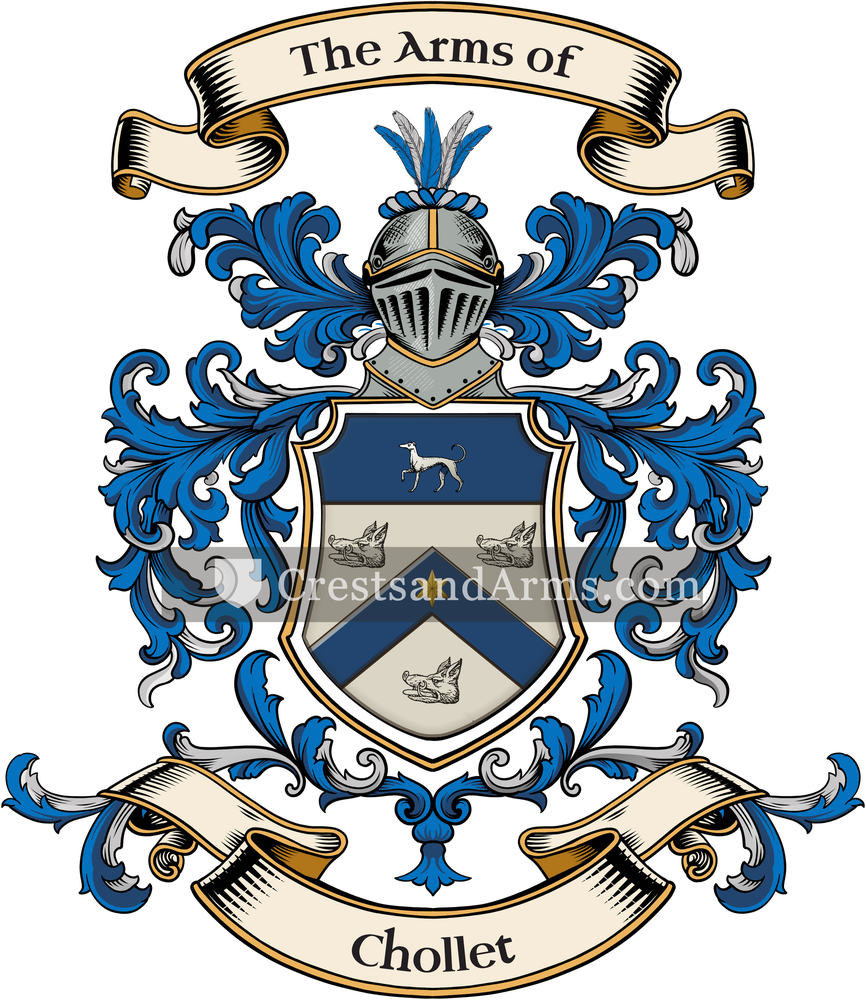 The Chollet coat of arms, drawn from the recorded blazon