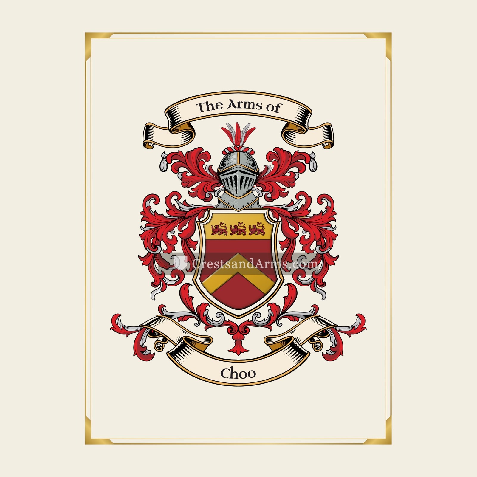 With gold border