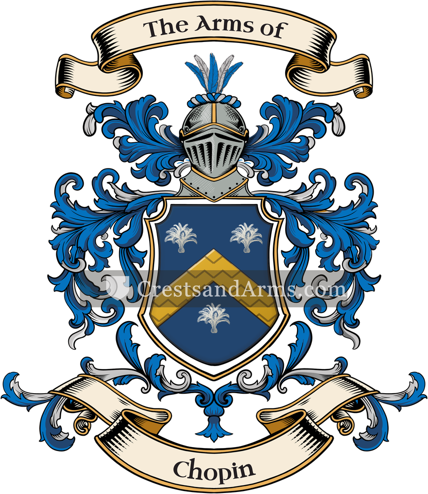The Chopin coat of arms, drawn from the recorded blazon