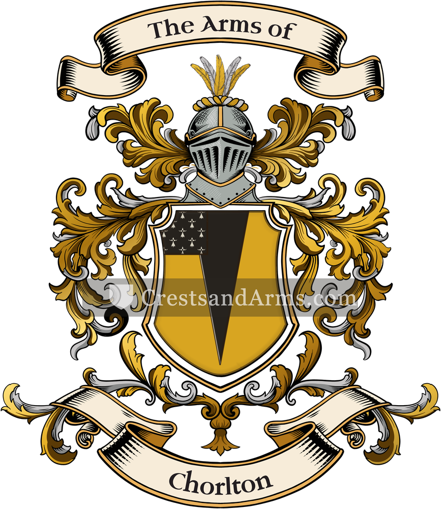 The Chorlton coat of arms, drawn from the recorded blazon