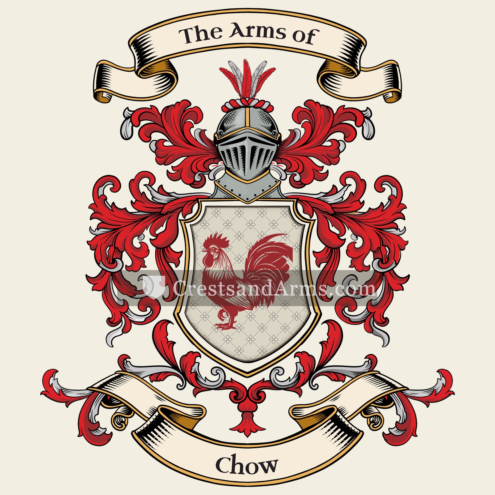 The Chow coat of arms, drawn from the recorded blazon