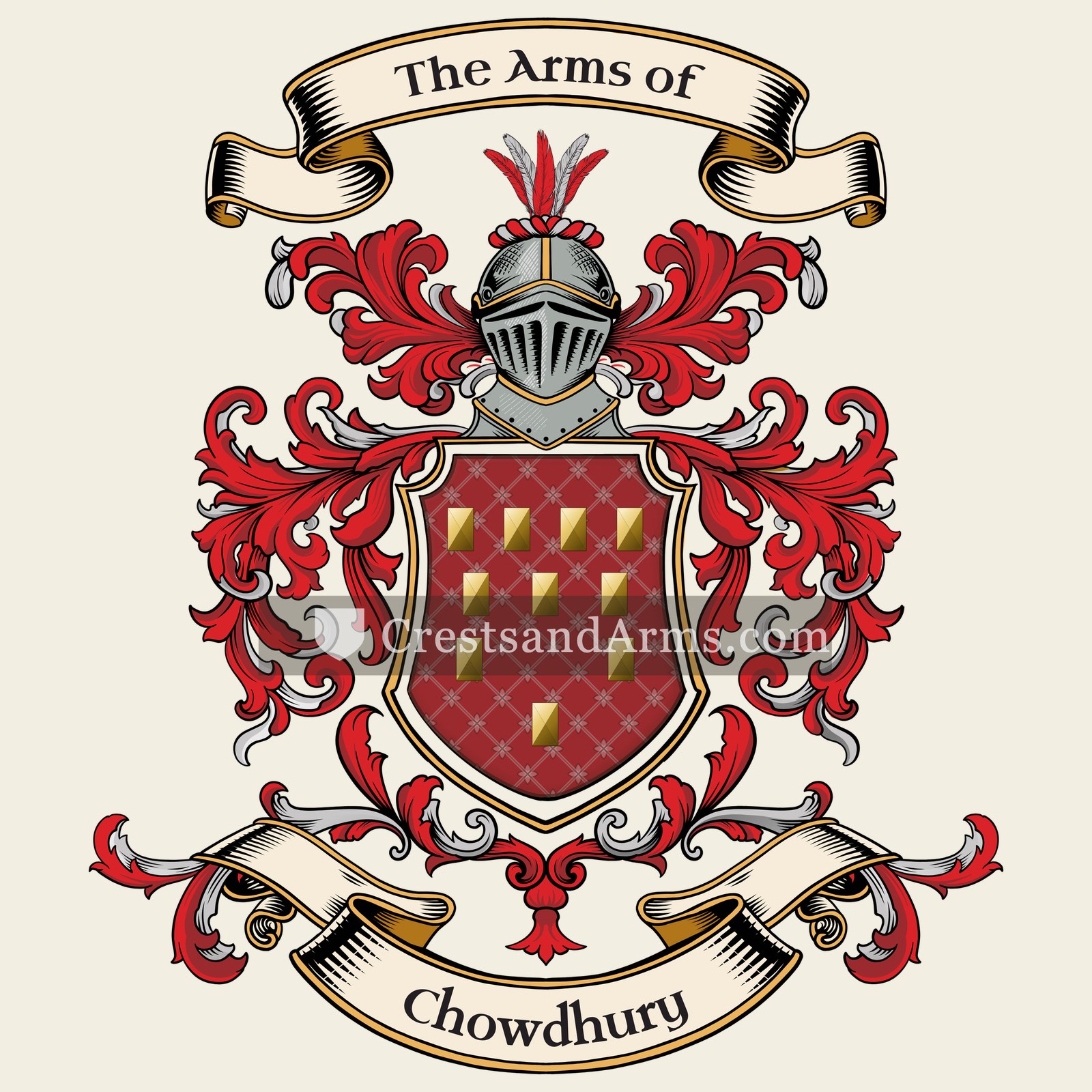The Chowdhury coat of arms, drawn from the recorded blazon