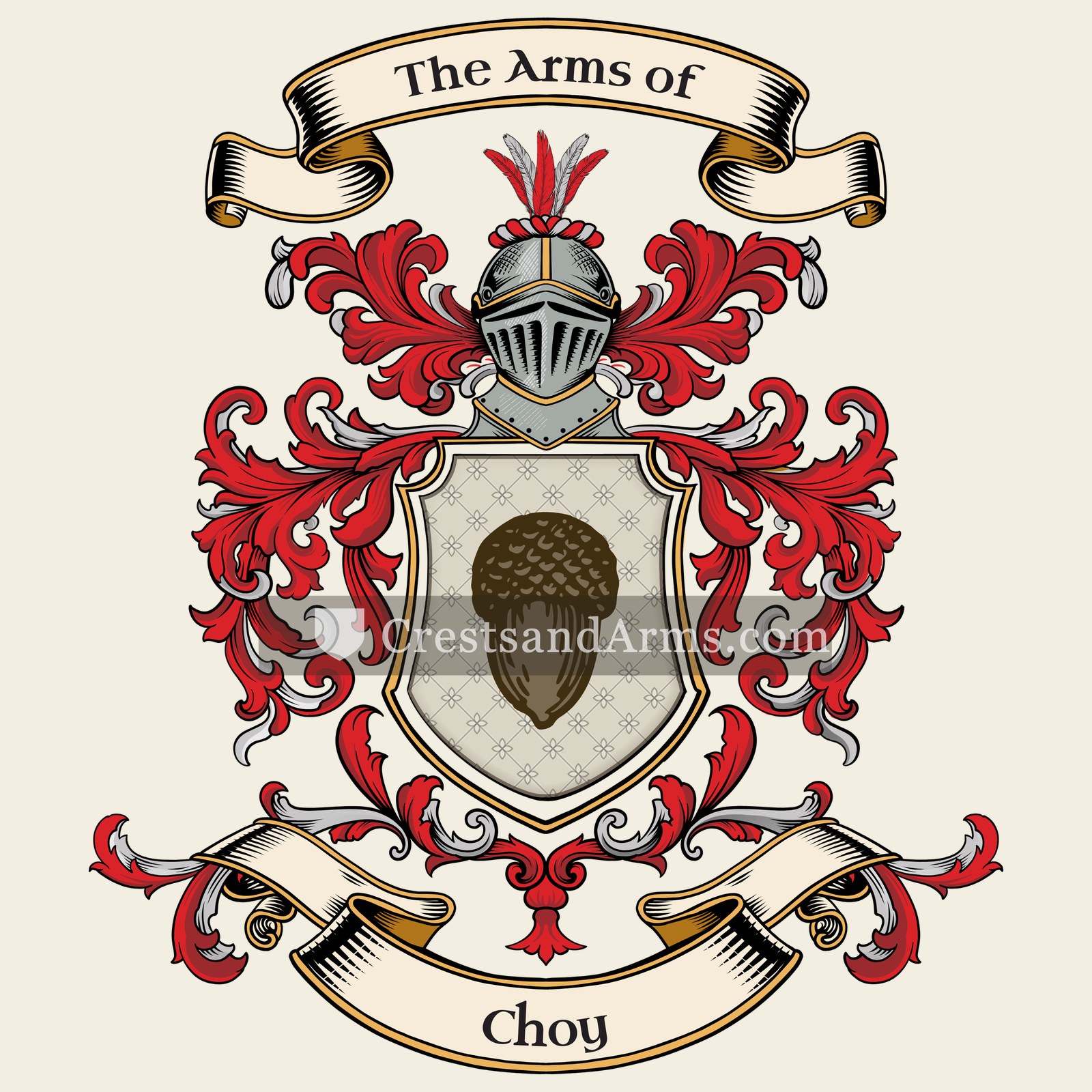 The Choy coat of arms, drawn from the recorded blazon