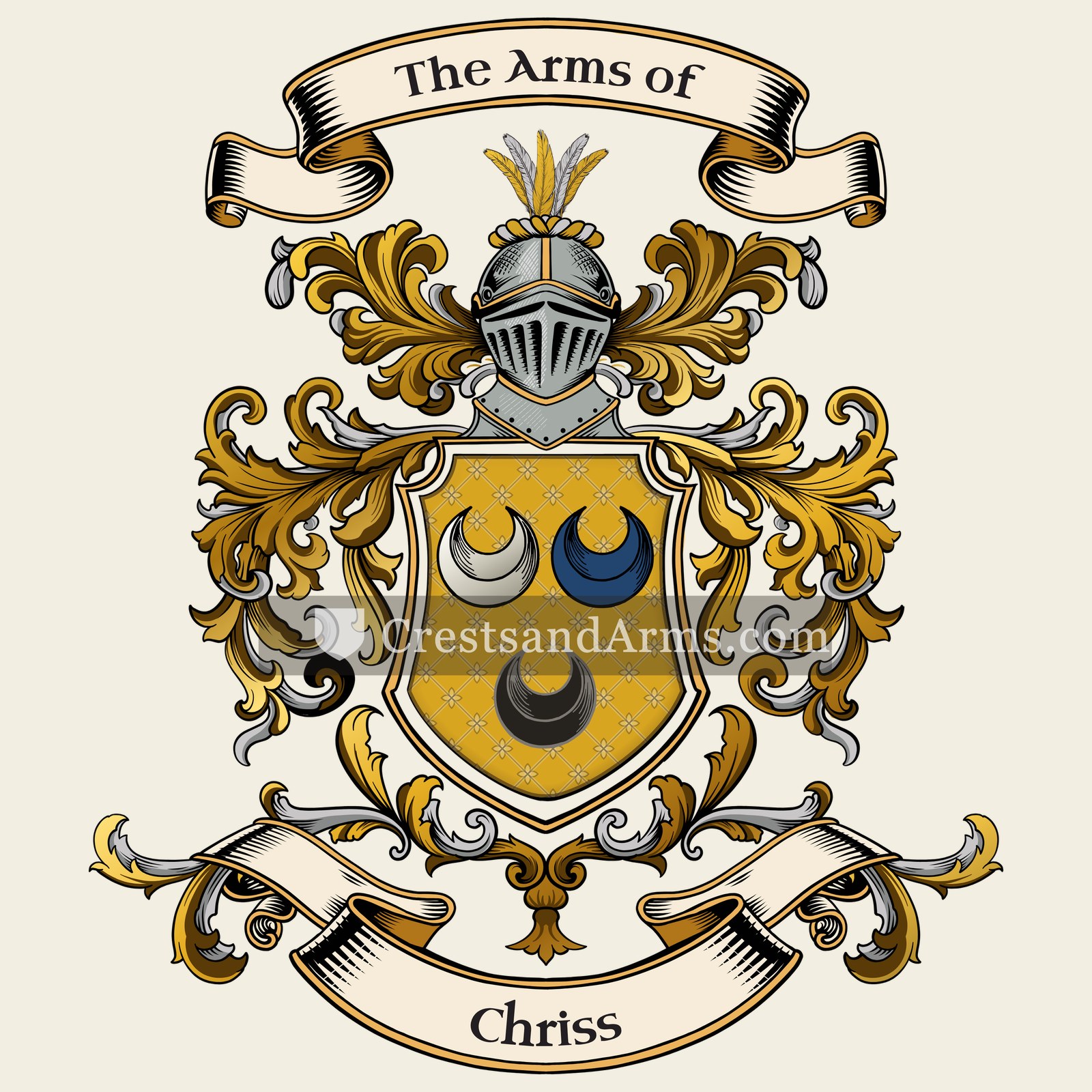 The Chriss coat of arms, drawn from the recorded blazon
