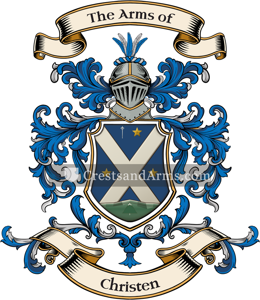 The Christen coat of arms, drawn from the recorded blazon
