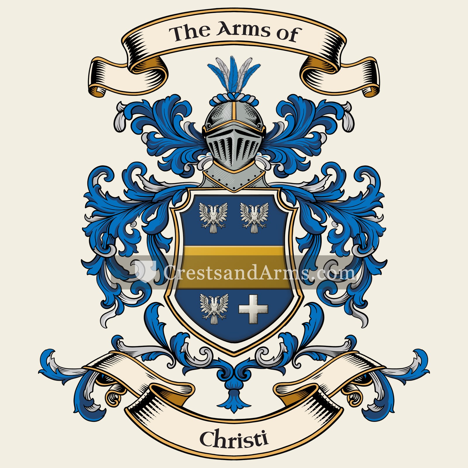 The Christi coat of arms, drawn from the recorded blazon