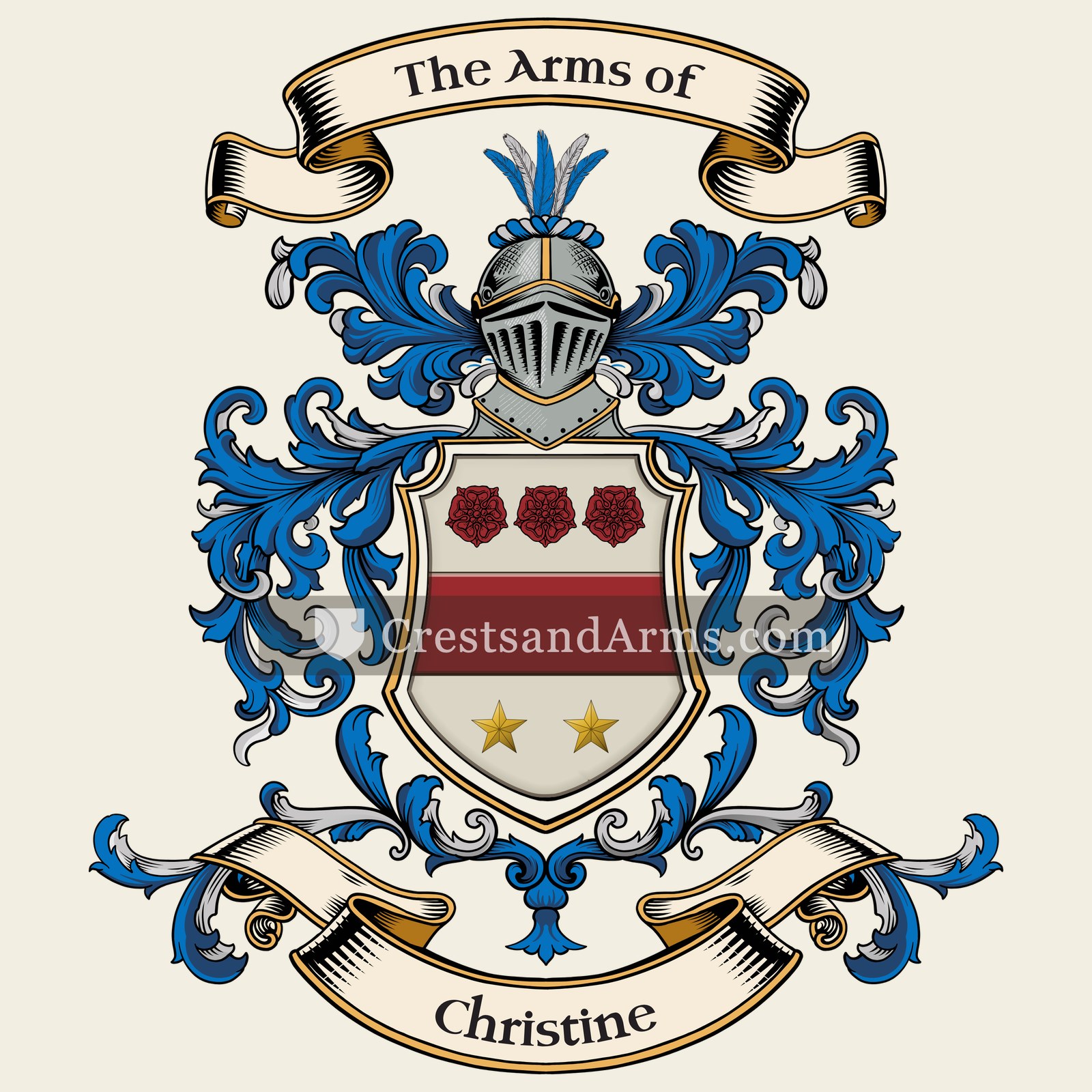 The Christine coat of arms, drawn from the recorded blazon