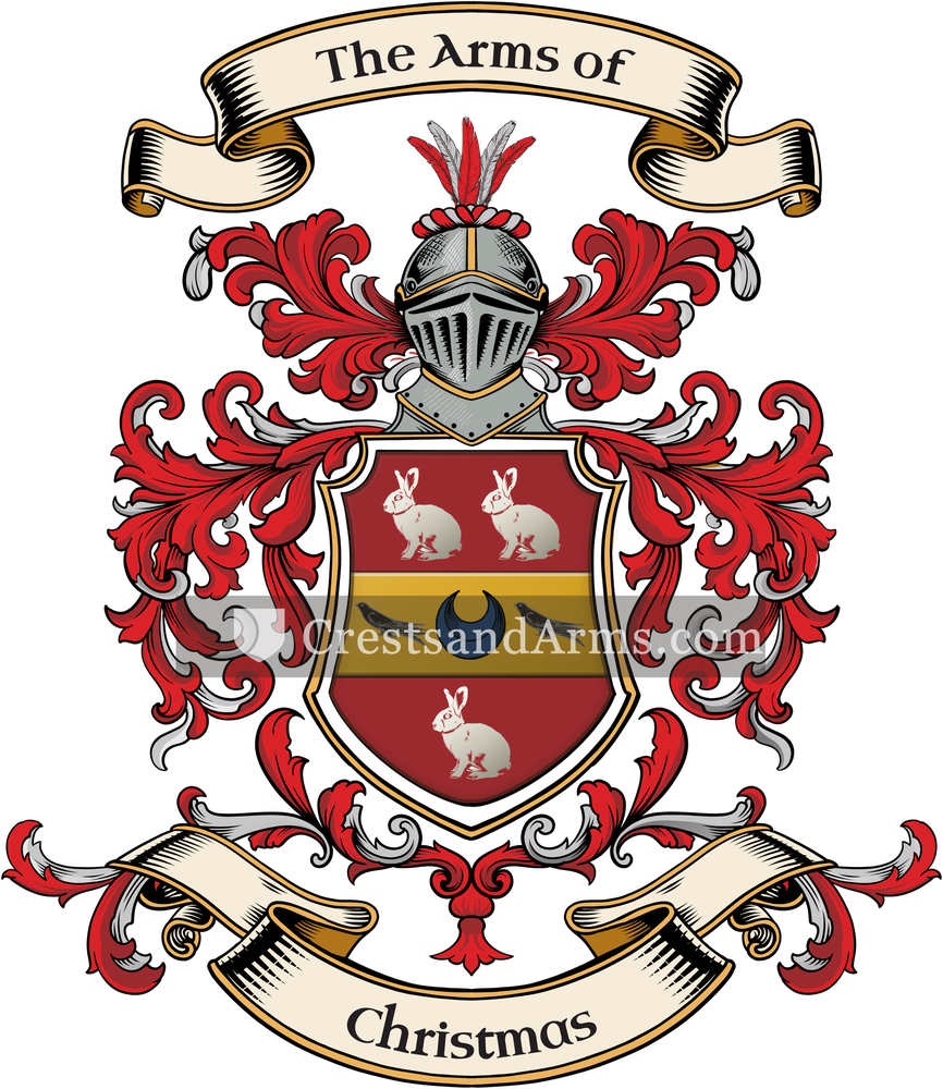 The Christmas coat of arms, drawn from the recorded blazon