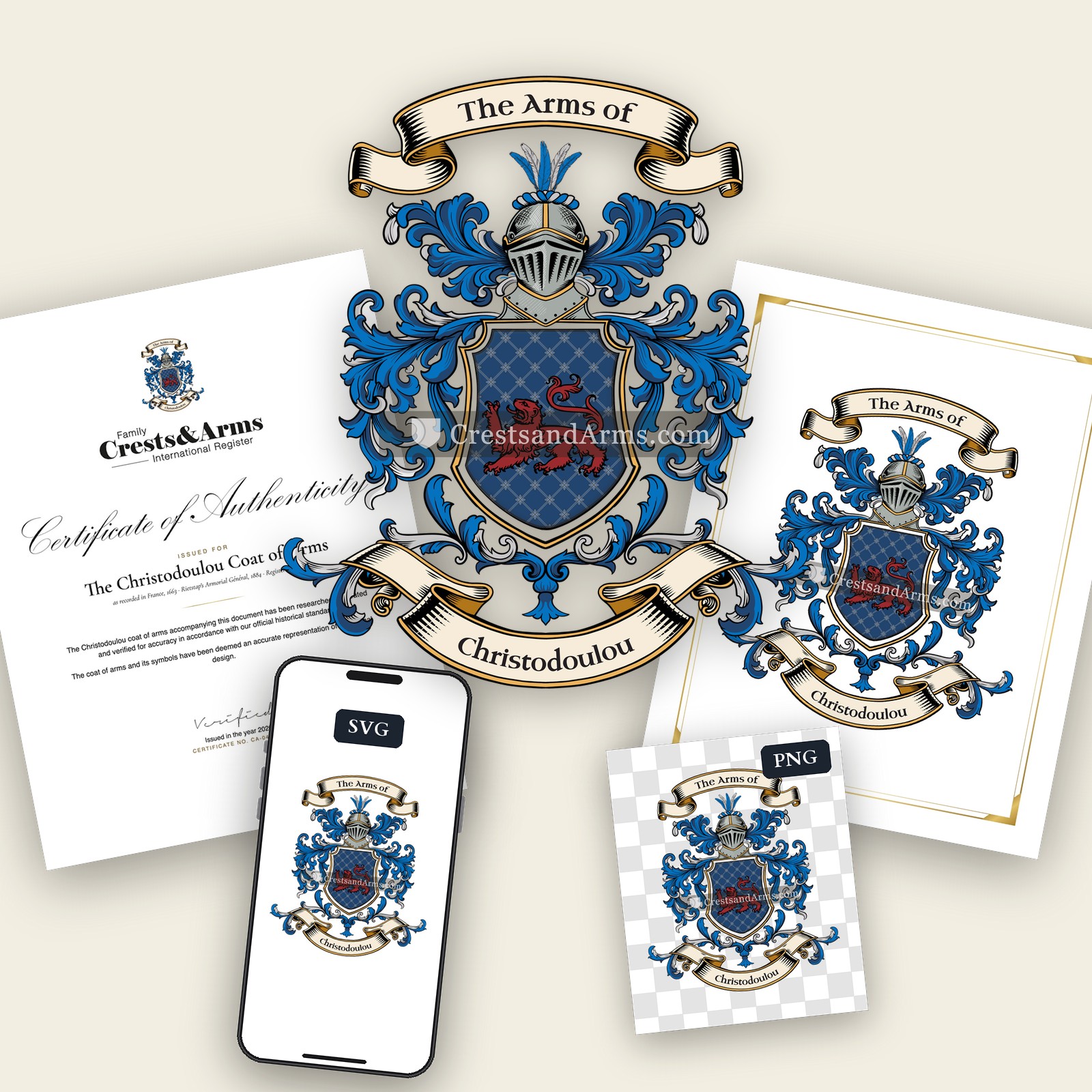 The Christodoulou arms on the coat of arms — digital pack
