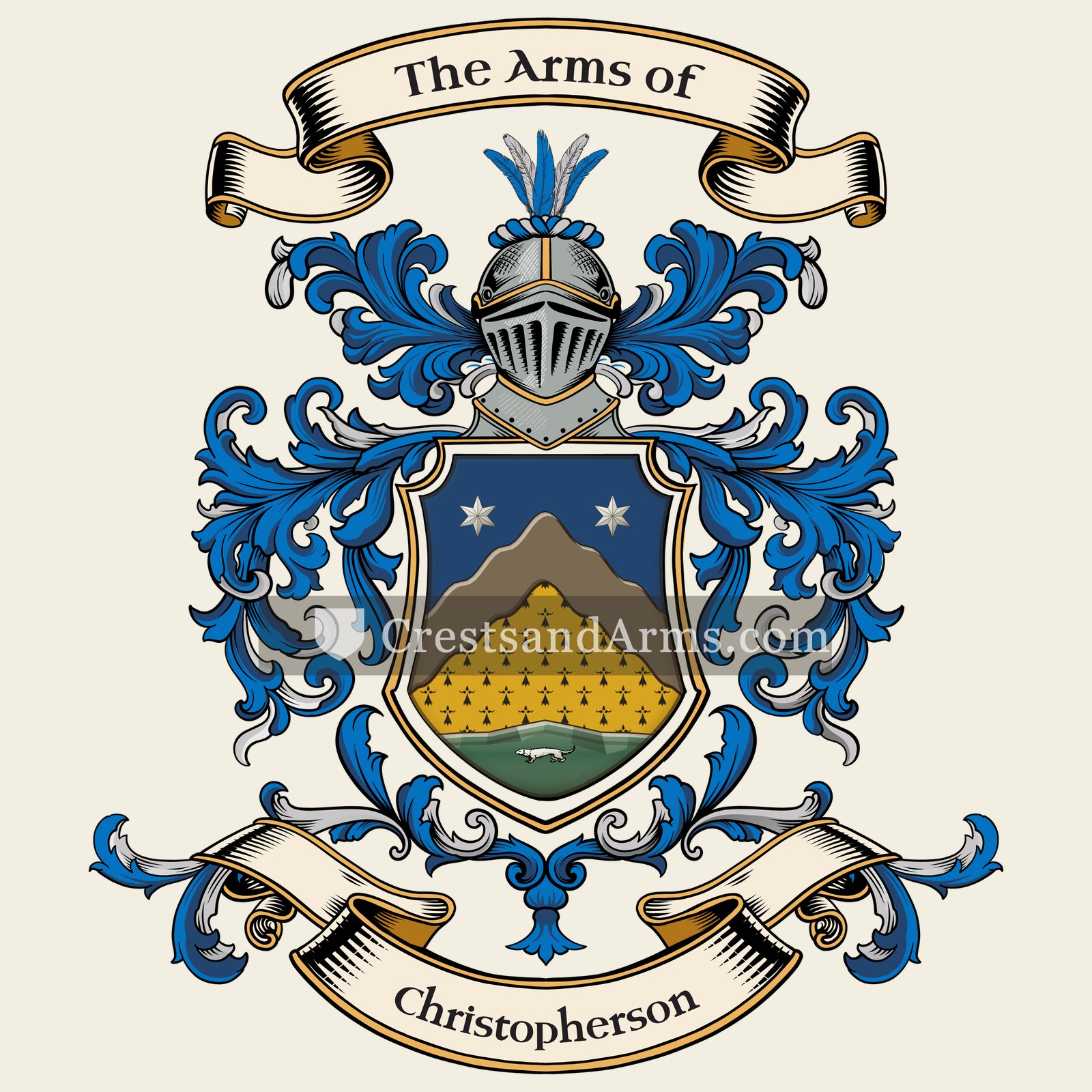 The Christopherson coat of arms, drawn from the recorded blazon