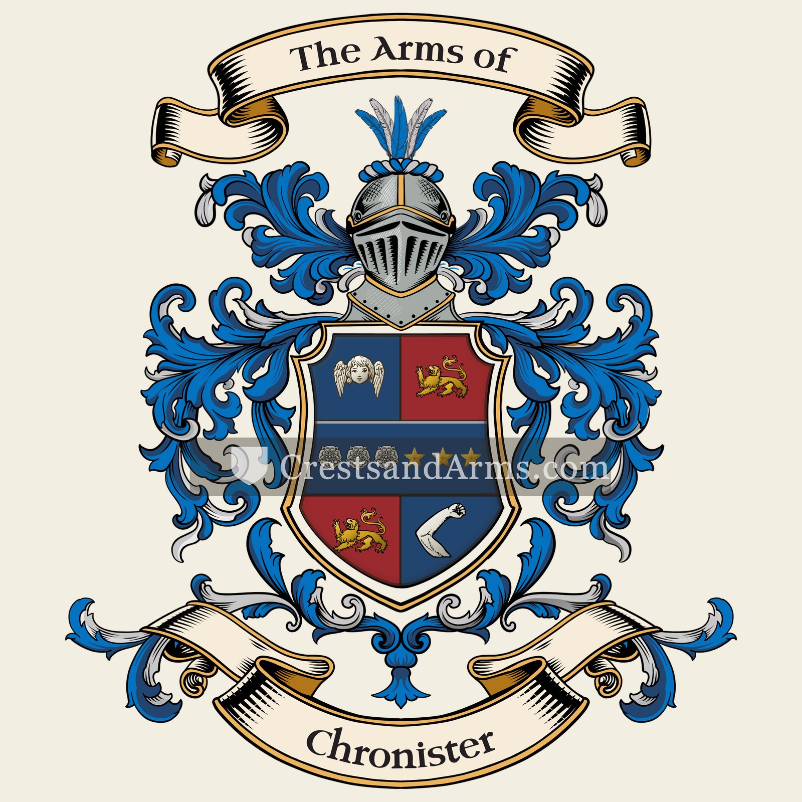 The Chronister coat of arms, drawn from the recorded blazon