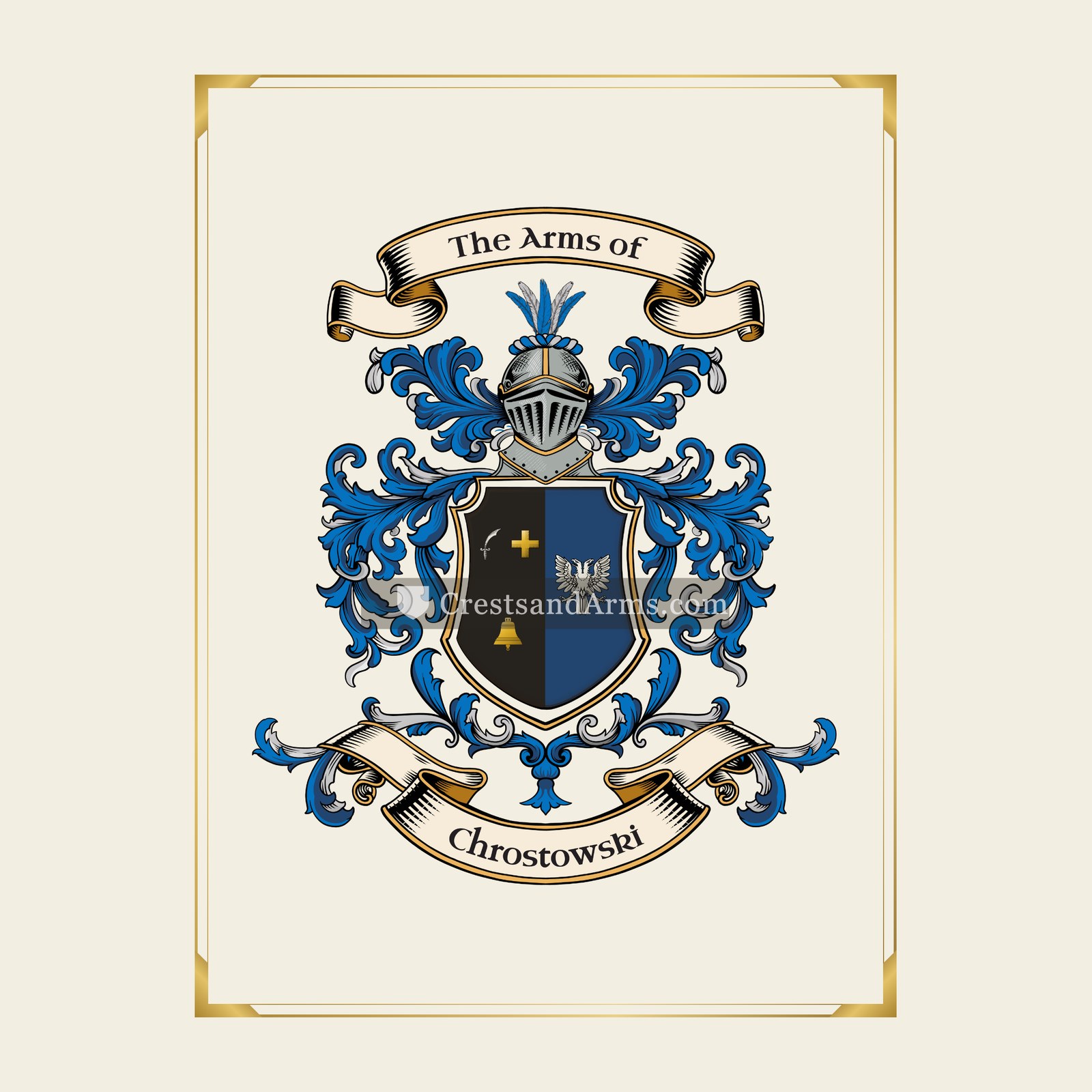 With gold border