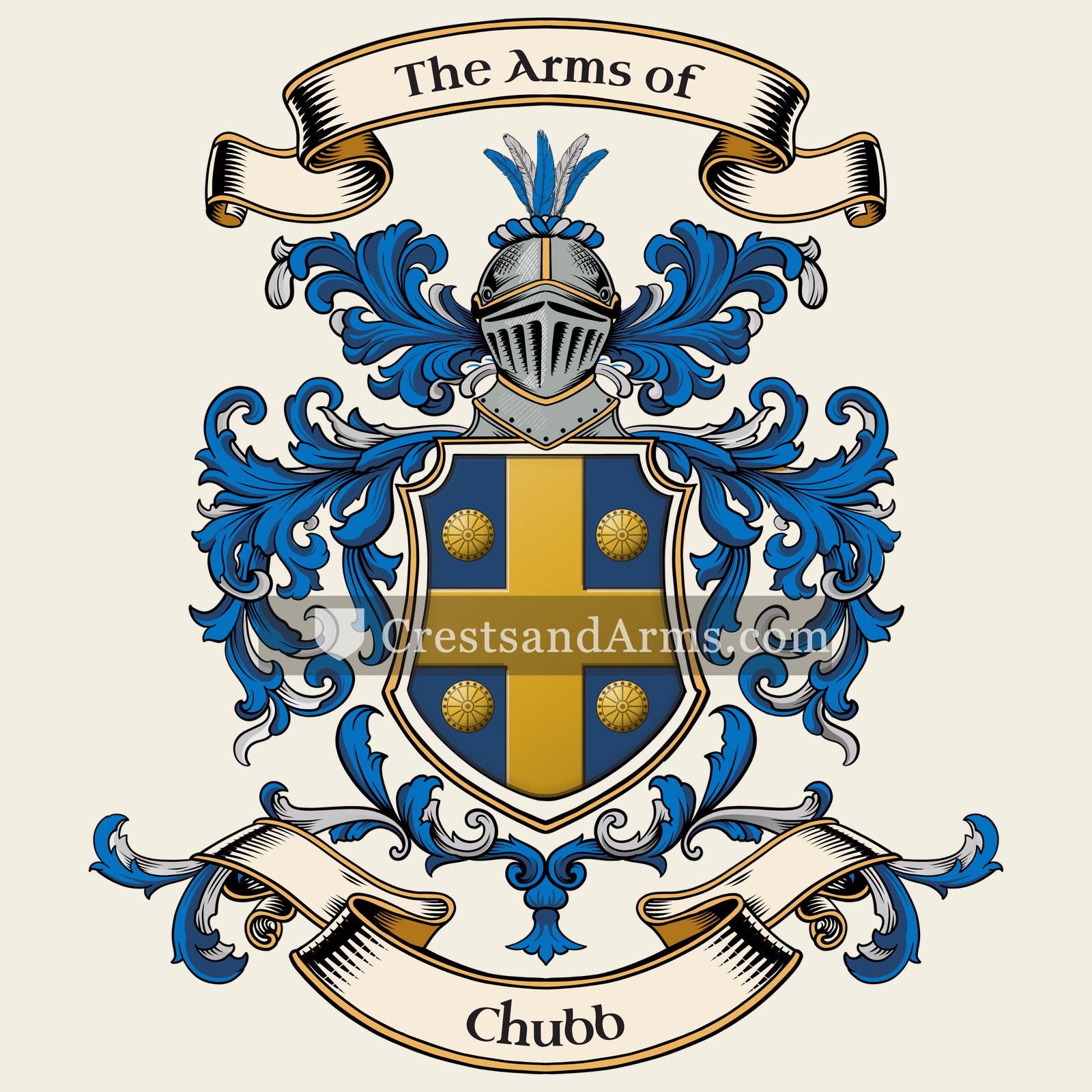 The Chubb coat of arms, drawn from the recorded blazon