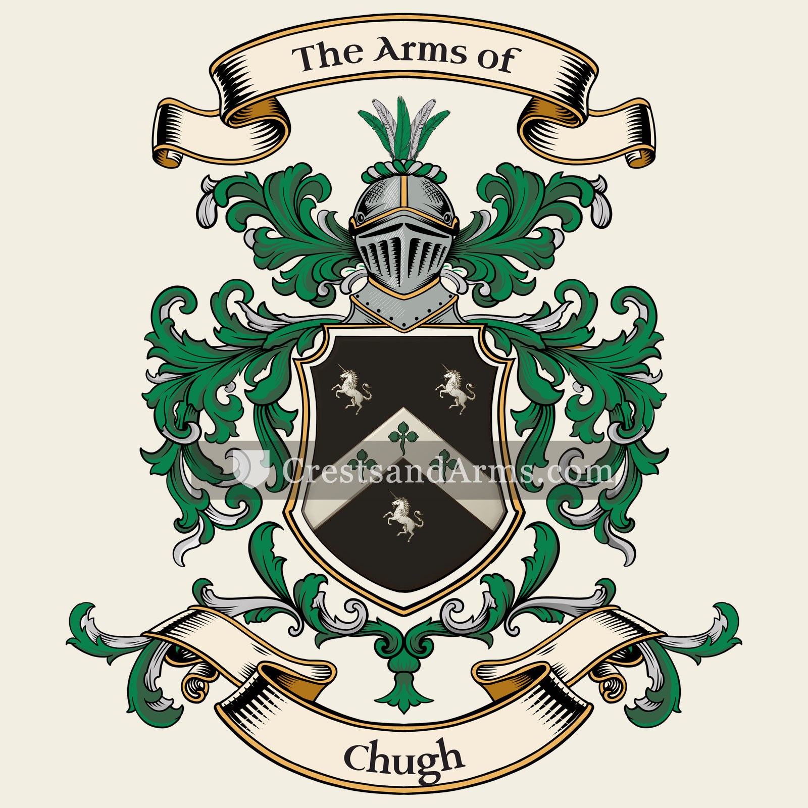 The Chugh coat of arms, drawn from the recorded blazon