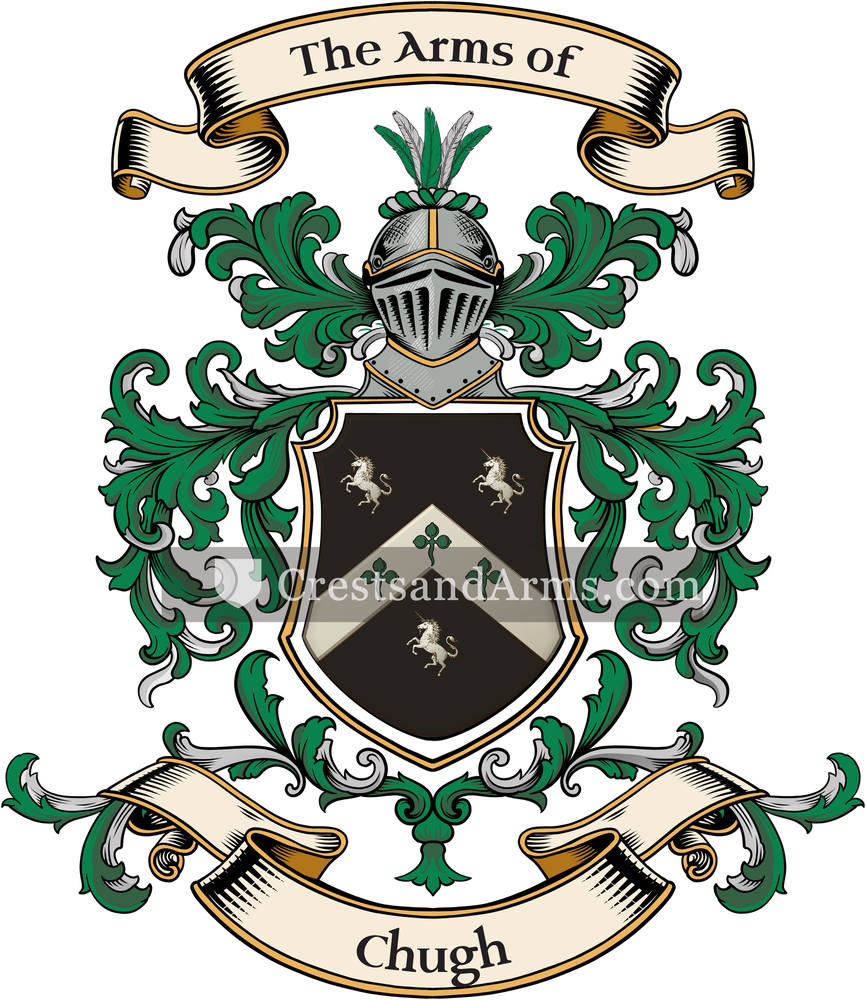 The Chugh coat of arms, drawn from the recorded blazon