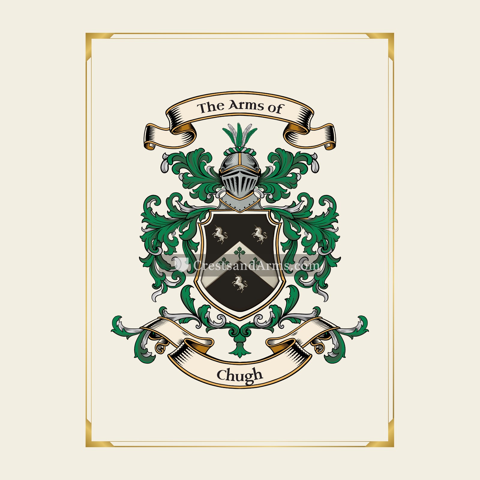 With gold border