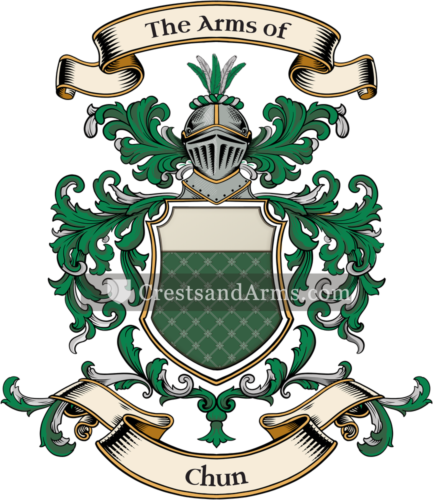 The Chun coat of arms, drawn from the recorded blazon