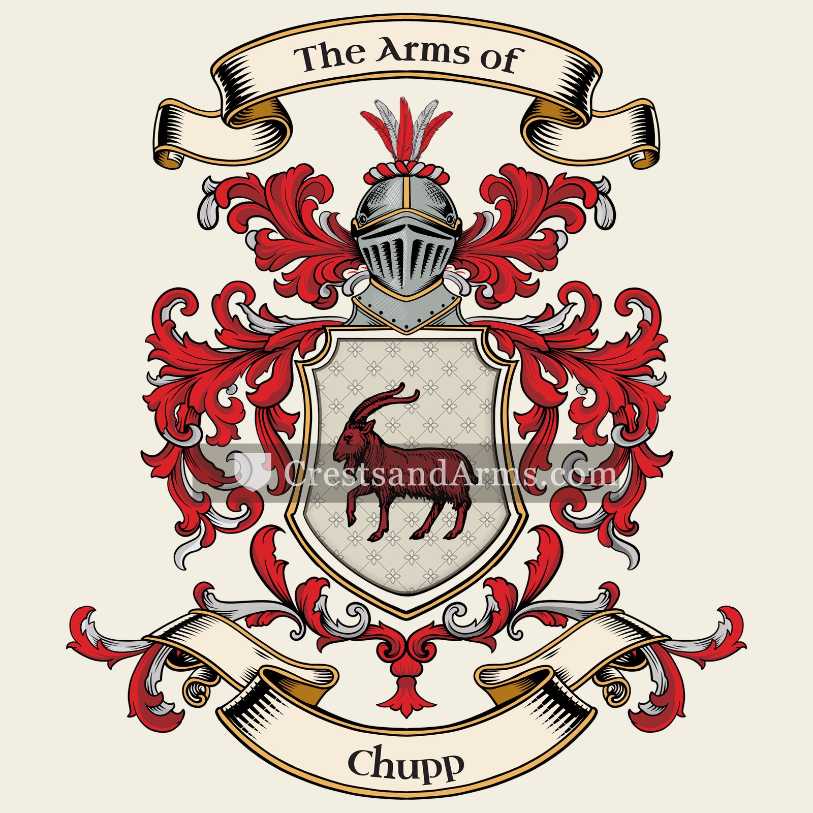 The Chupp coat of arms, drawn from the recorded blazon