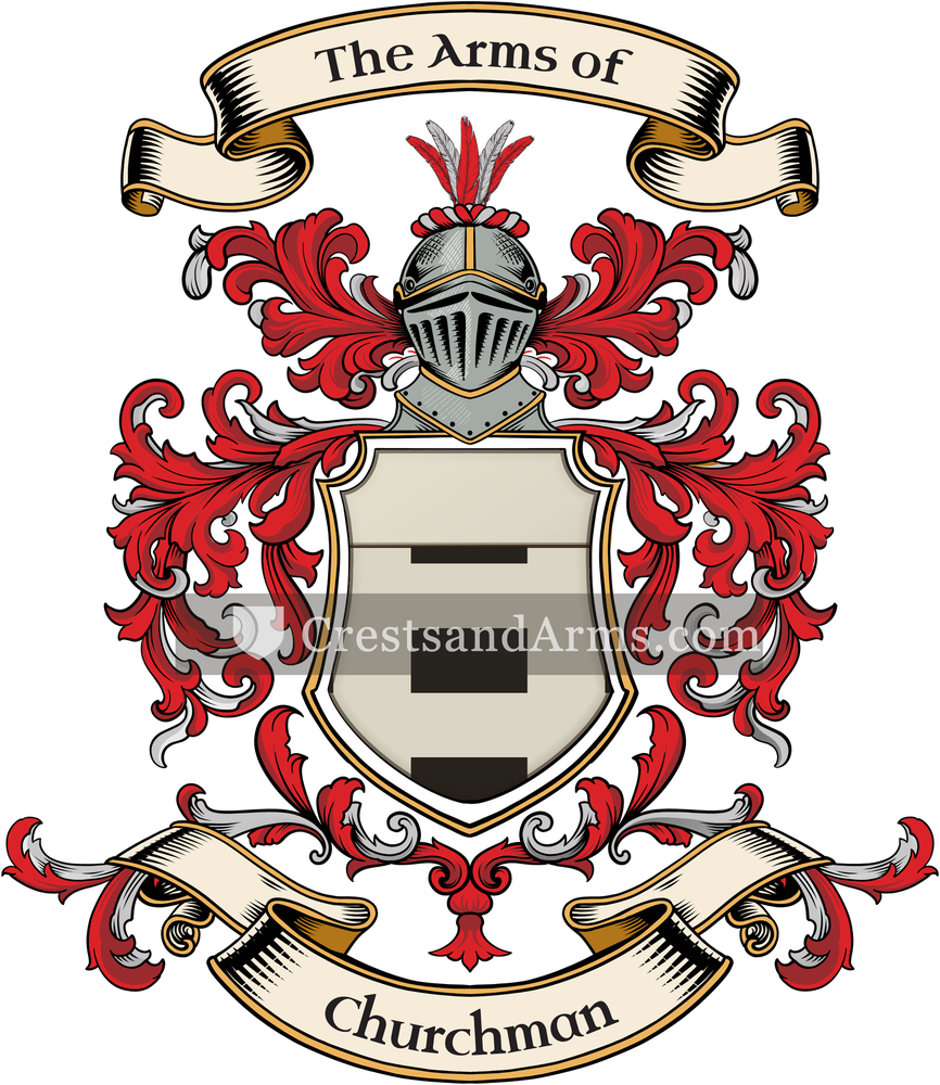 The Churchman coat of arms, drawn from the recorded blazon