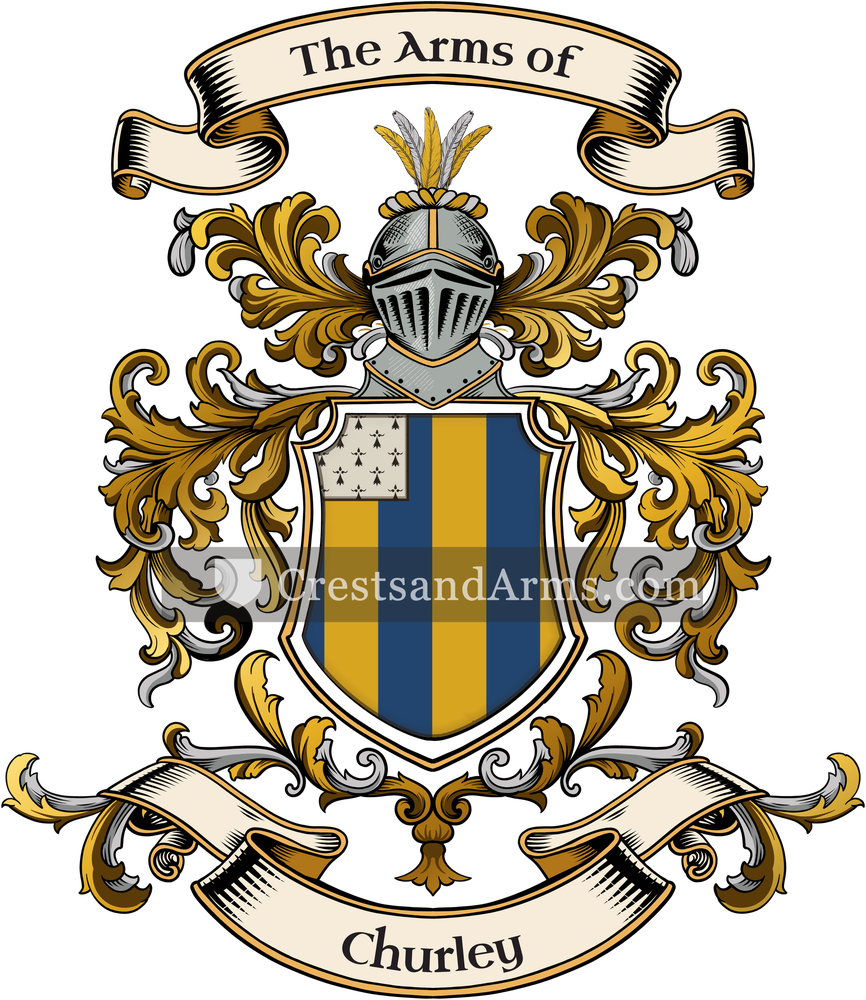 The Churley coat of arms, drawn from the recorded blazon