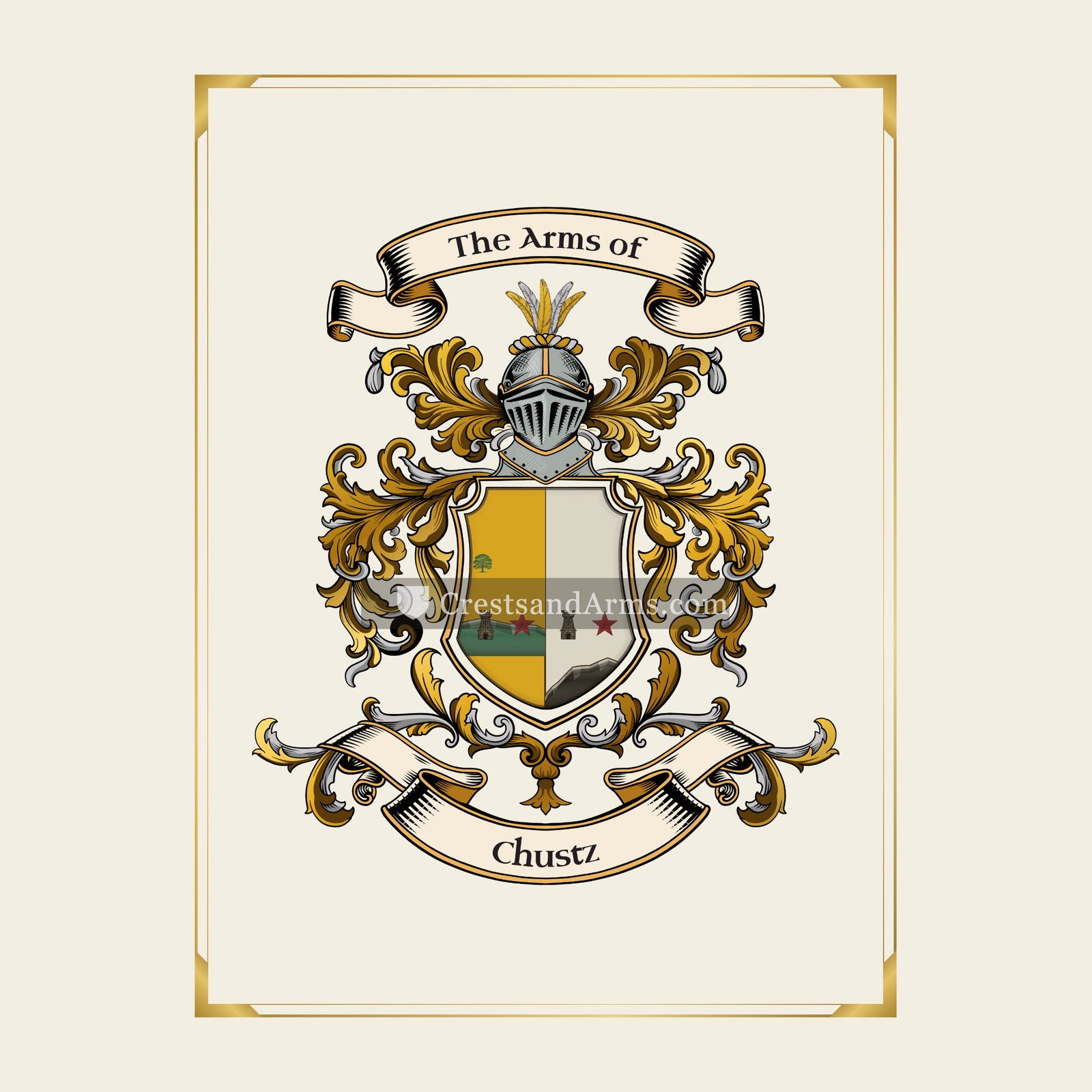 With gold border