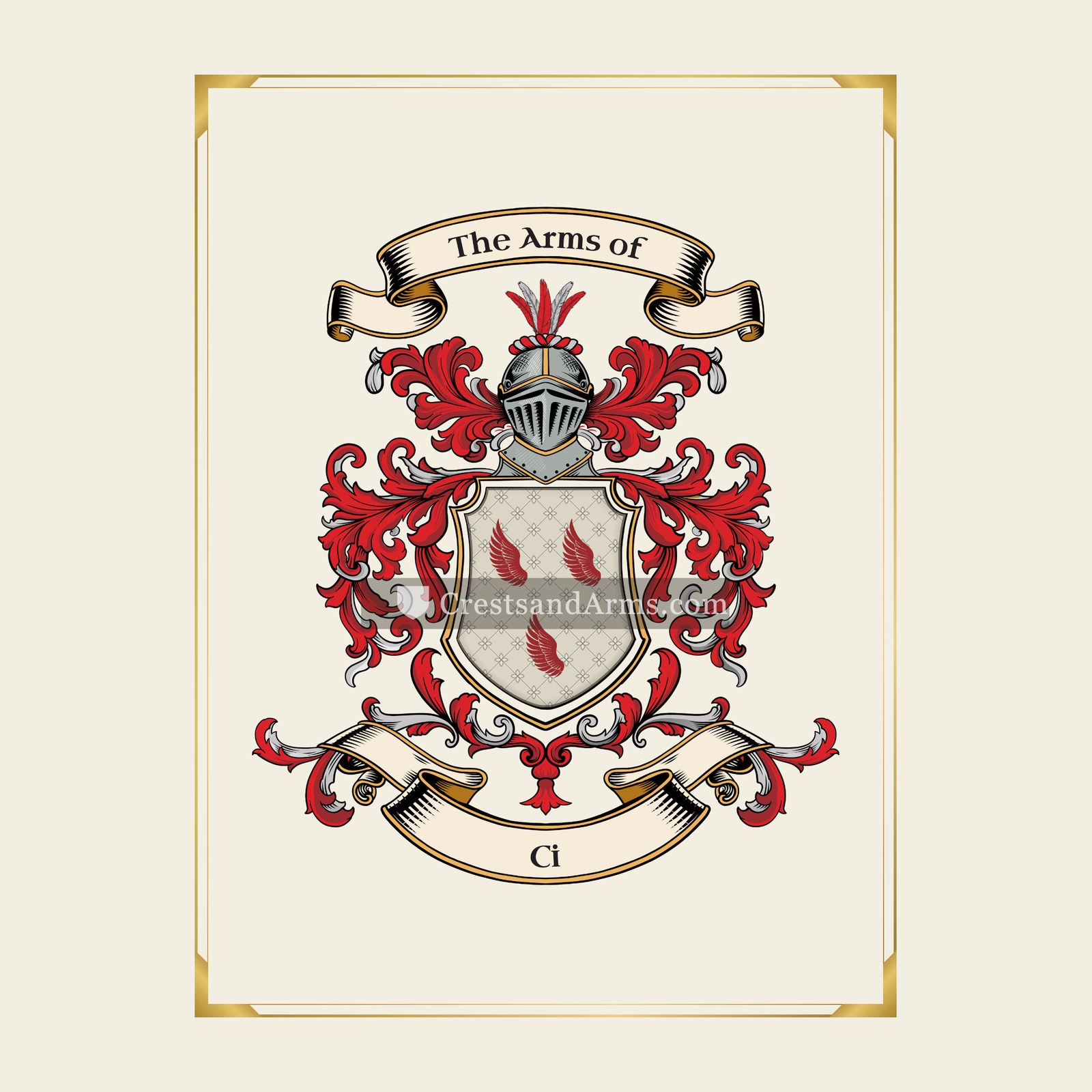 With gold border