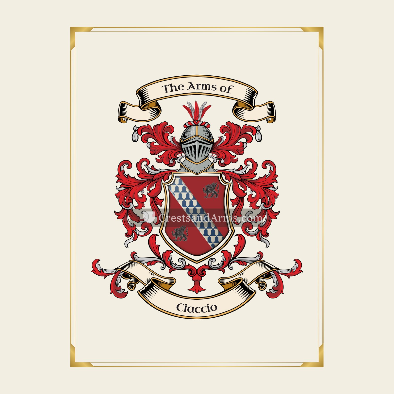 With gold border