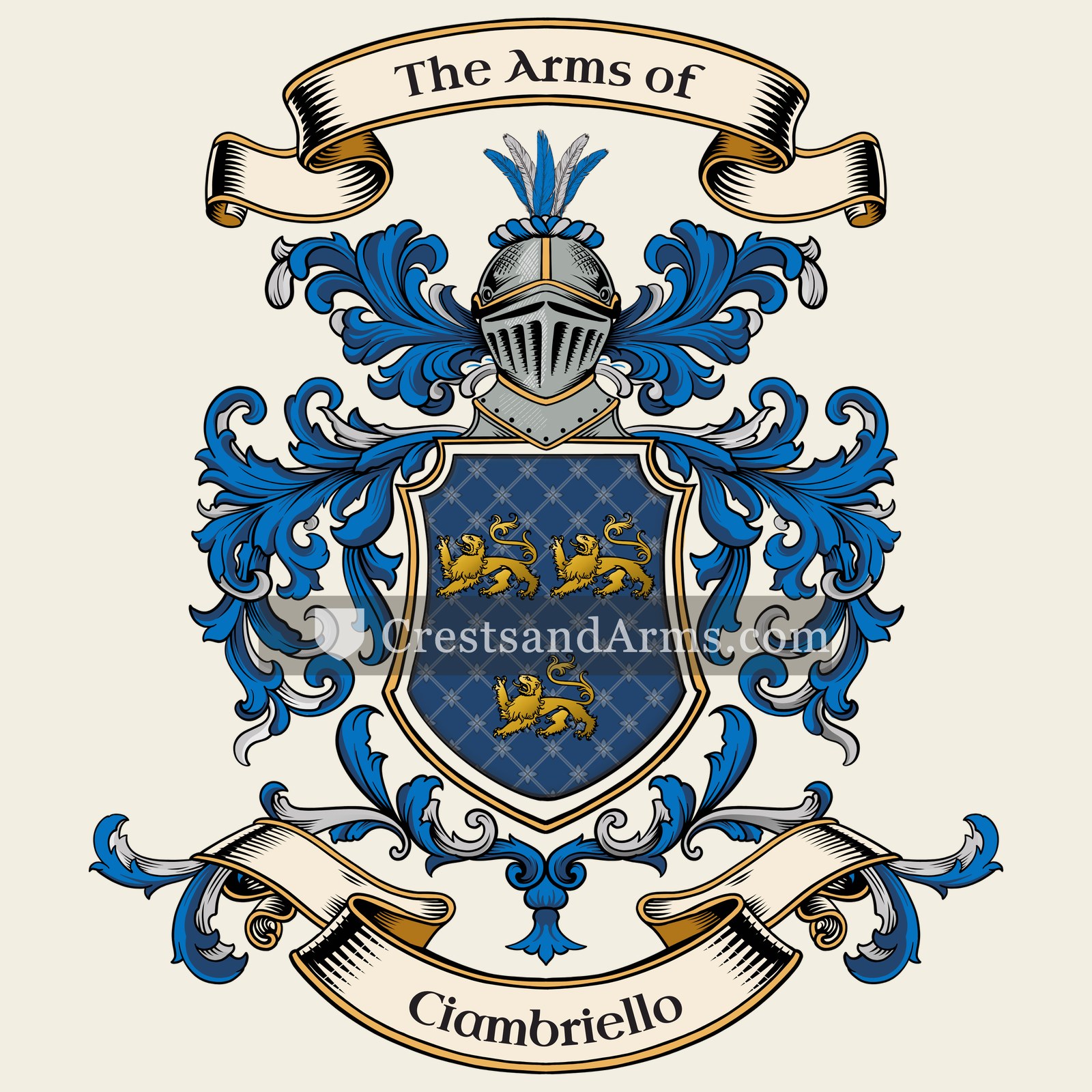 The Ciambriello coat of arms, drawn from the recorded blazon