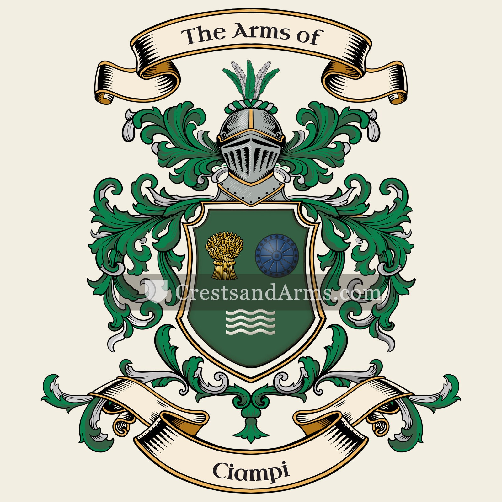 The Ciampi coat of arms, drawn from the recorded blazon