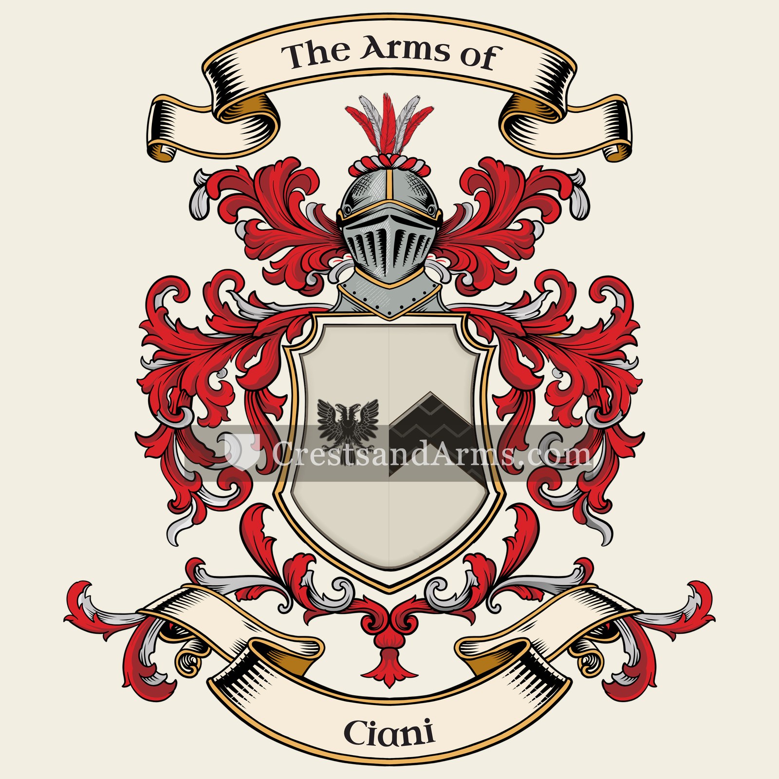 The Ciani coat of arms, drawn from the recorded blazon