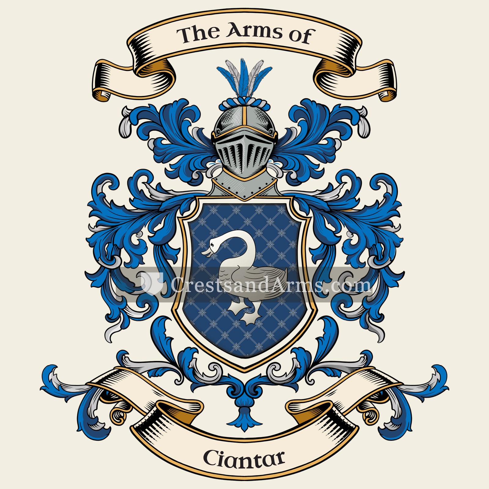 The Ciantar coat of arms, drawn from the recorded blazon