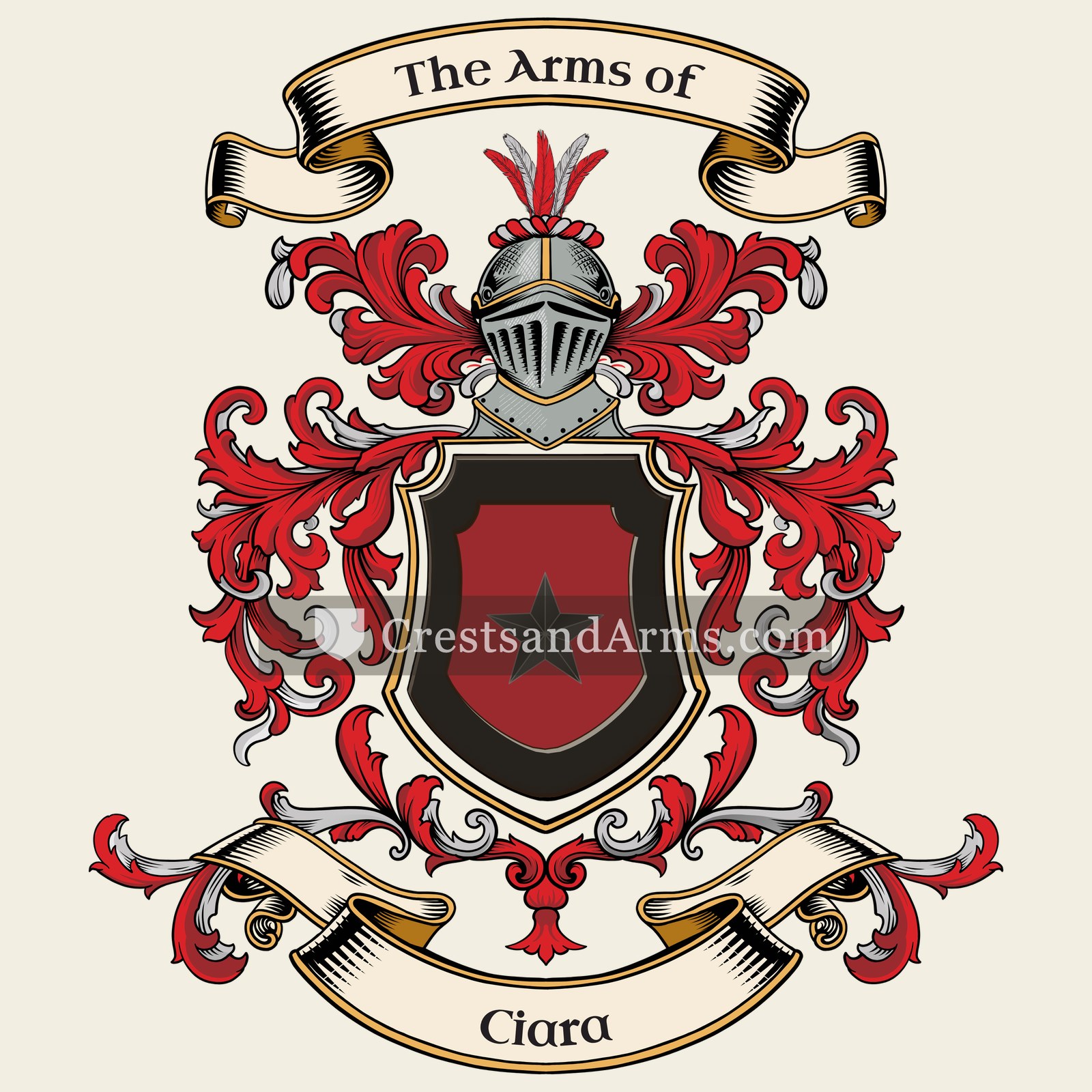 The Ciara coat of arms, drawn from the recorded blazon