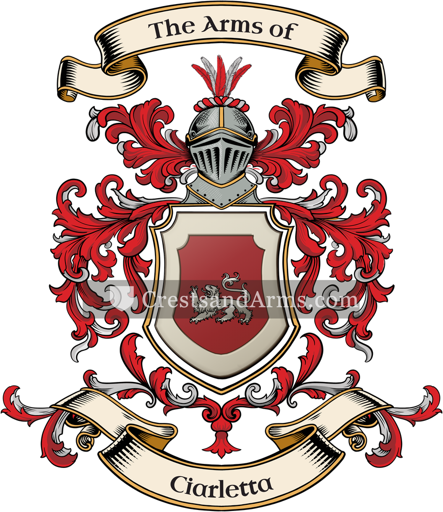 The Ciarletta coat of arms, drawn from the recorded blazon