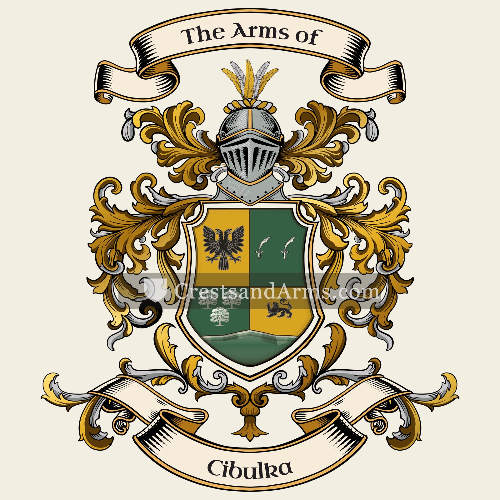 The Cibulka coat of arms, drawn from the recorded blazon