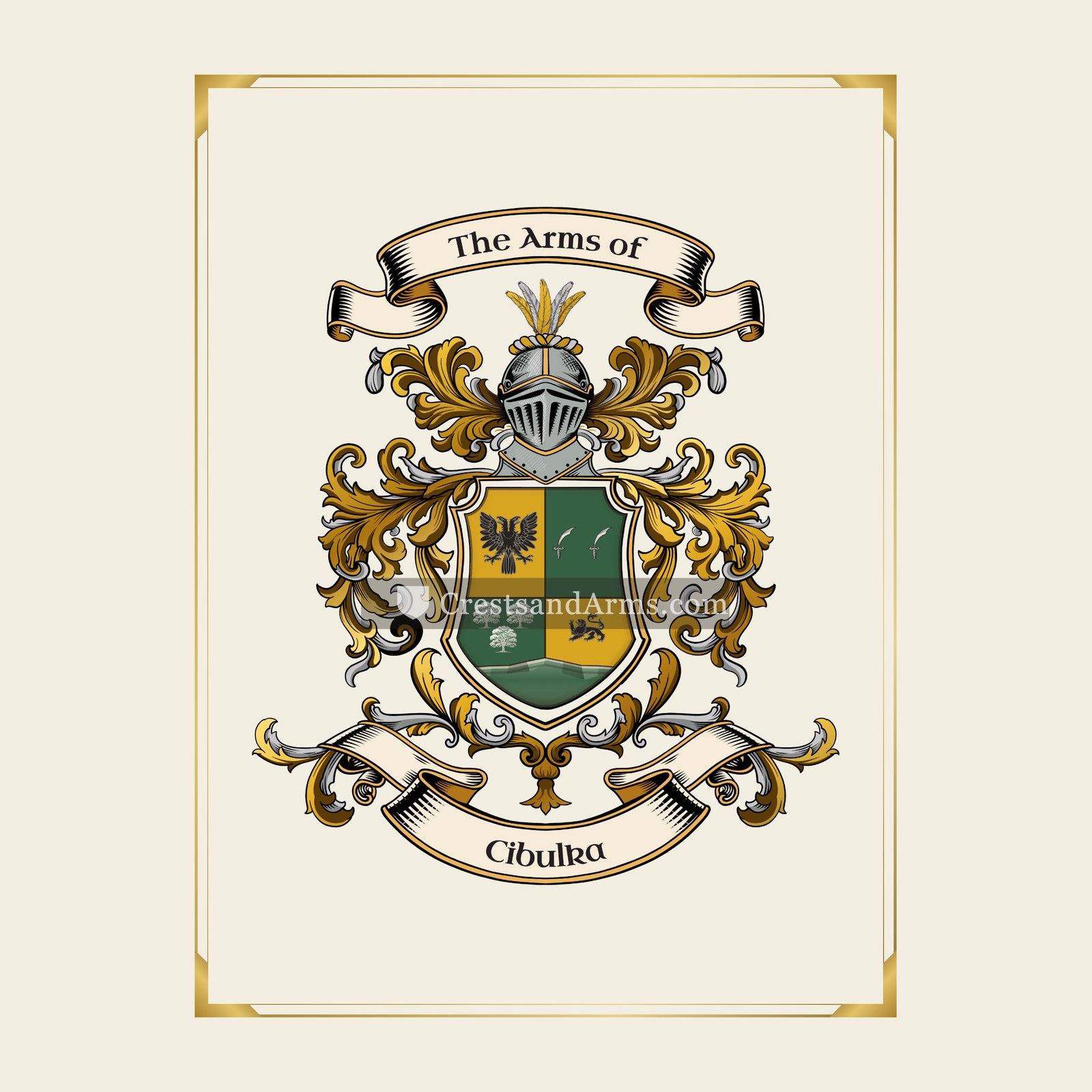 With gold border